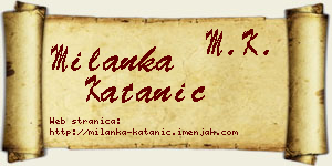 Milanka Katanić vizit kartica